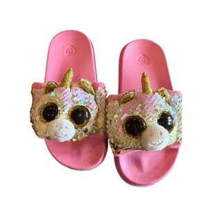 Ty Beanie Boo's Unicorn Slides Pink Glitter Girls‎ Toddler Slippers